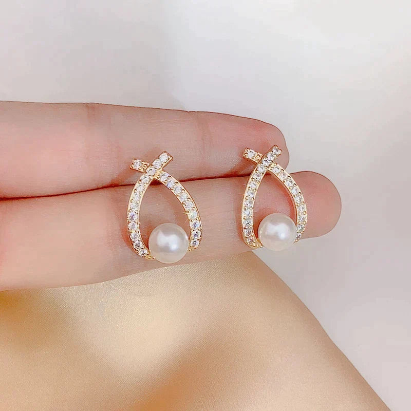 Pendientes con perlas y lentejuelas