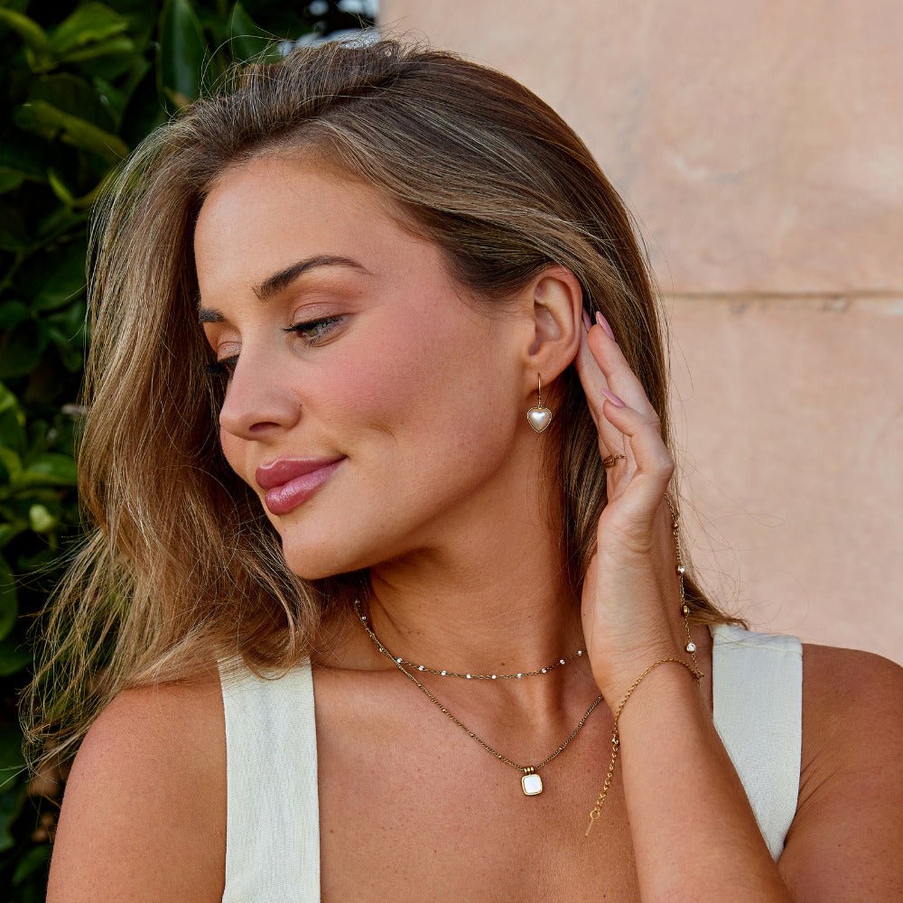 Aros corazón con perla
