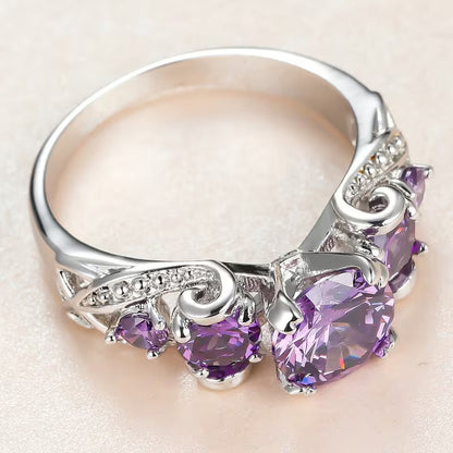Anillo Vintage de Amatista Plateado