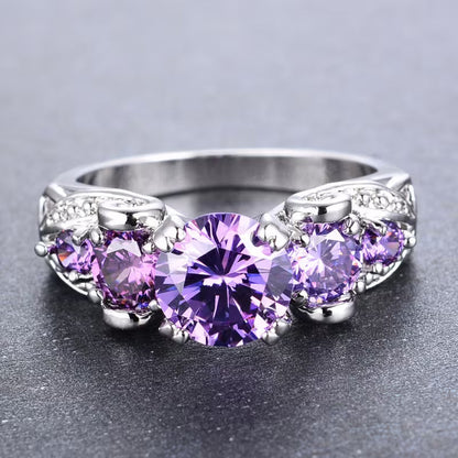 Anillo Vintage de Amatista Plateado