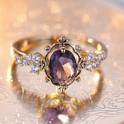 Anillo Princesa de Amatista Dorado