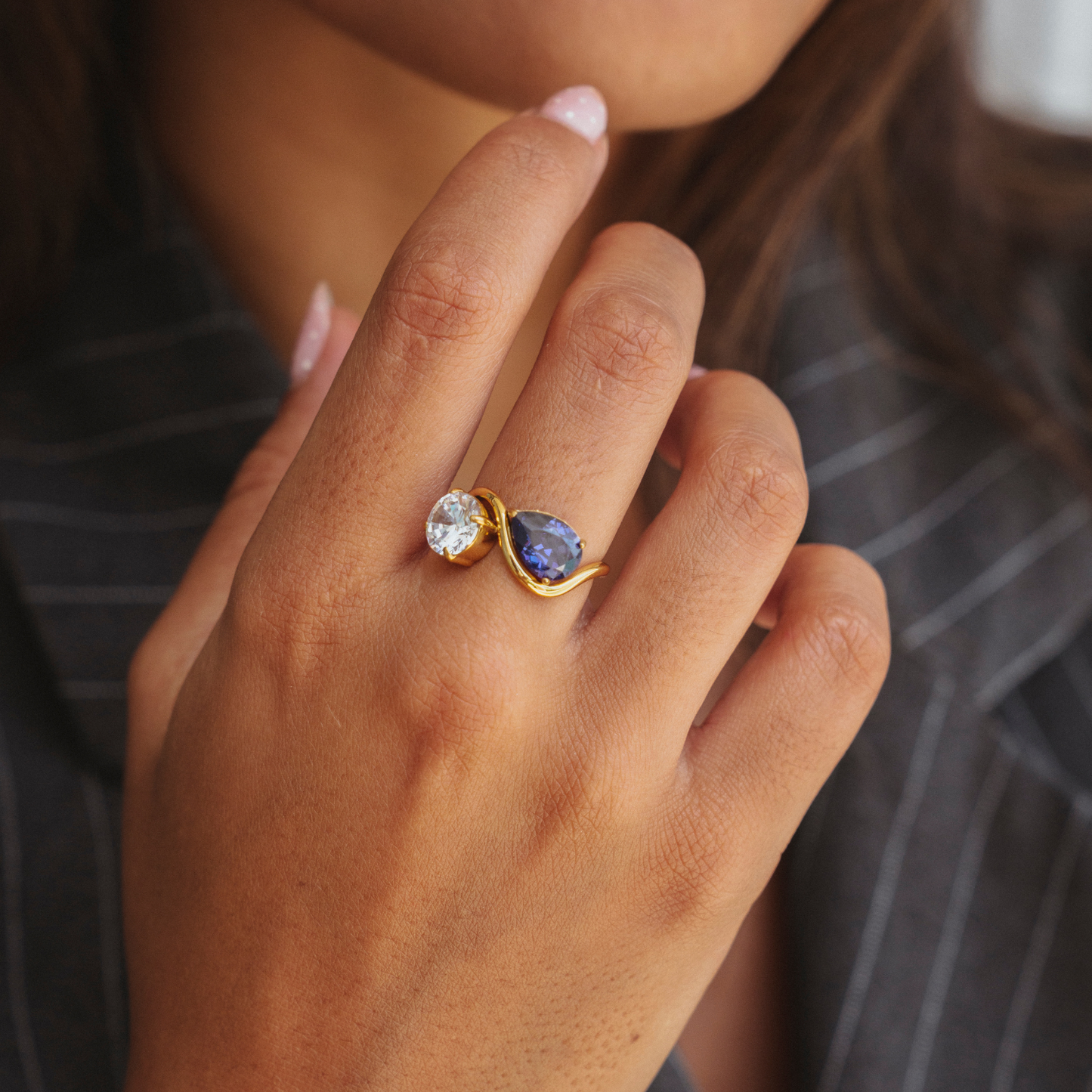 Anillo Cobalt Chapado en Oro