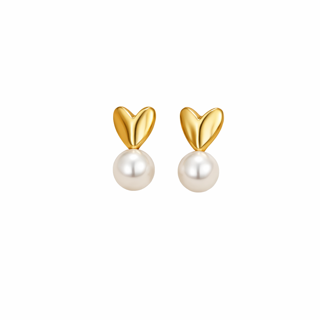 Pendientes corazón con perla