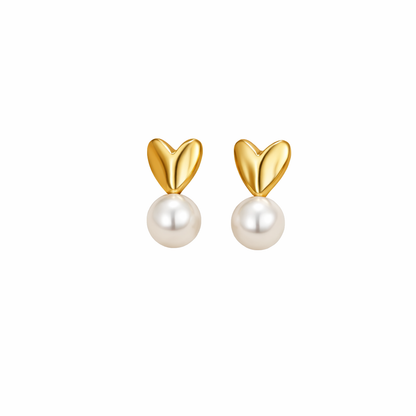 Pendientes corazón con perla