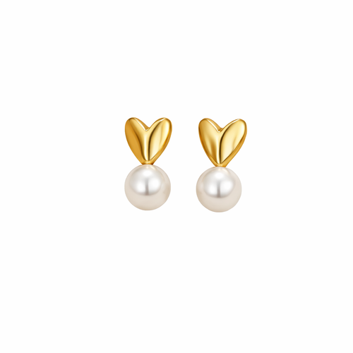 Pendientes corazón con perla
