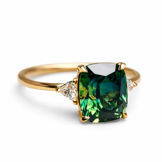 Fortuna – Anillo de circonita verde en oro