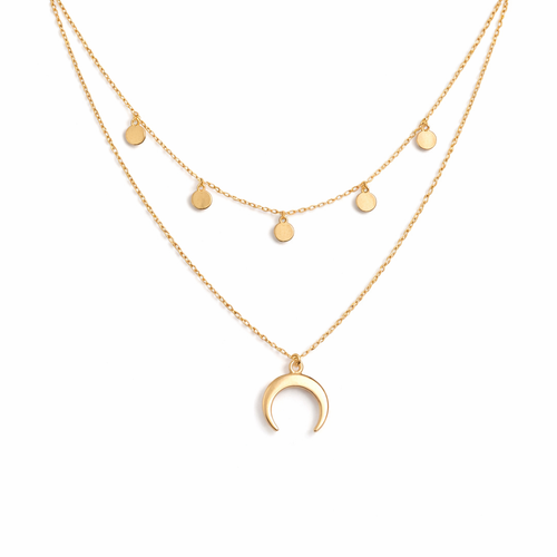 una | Collar dorado elegante con delicado motivo de luna