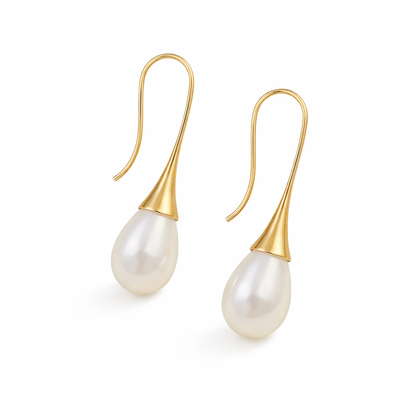 Pendientes de gota con perlas
