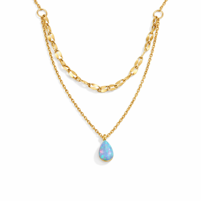Collar en capas con gota de ópalo azul