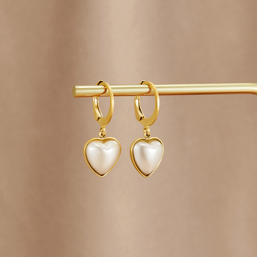 Aros corazón con perla