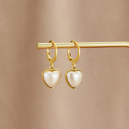 Aros corazón con perla