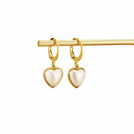 Aros corazón con perla