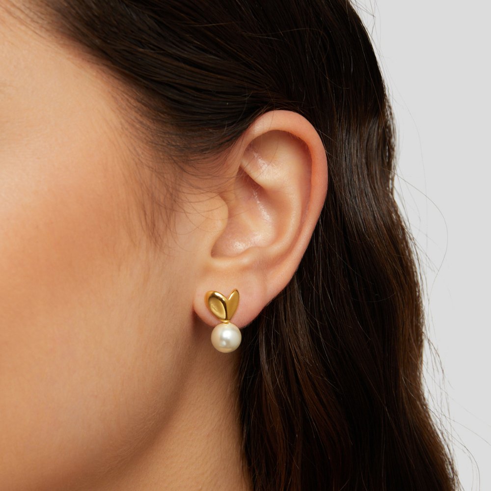 Pendientes corazón con perla