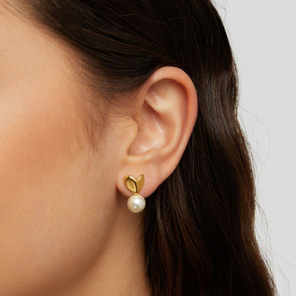 Pendientes corazón con perla