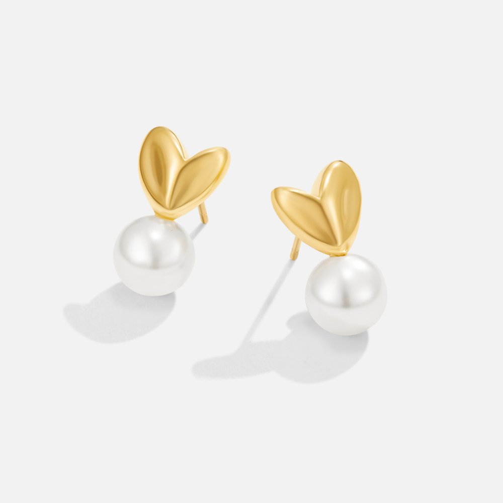 Pendientes corazón con perla