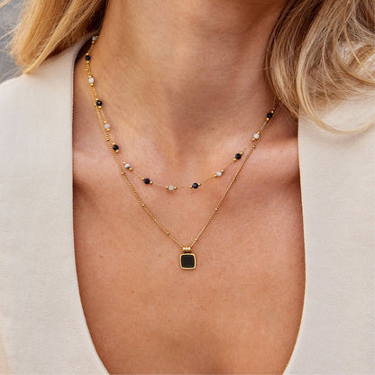 ollar Lulu con Perlas de Piedra Midnight