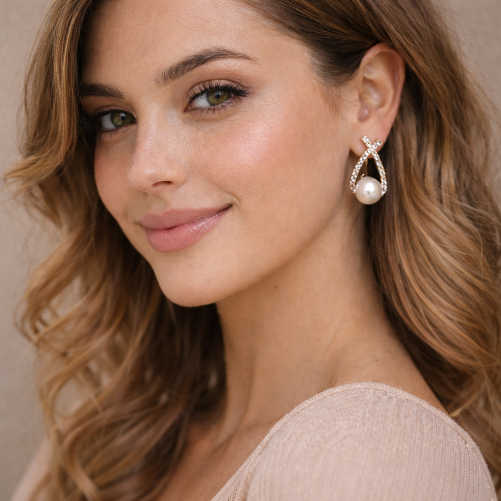 Pendientes con perlas y lentejuelas