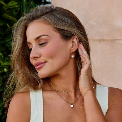 Aros corazón con perla