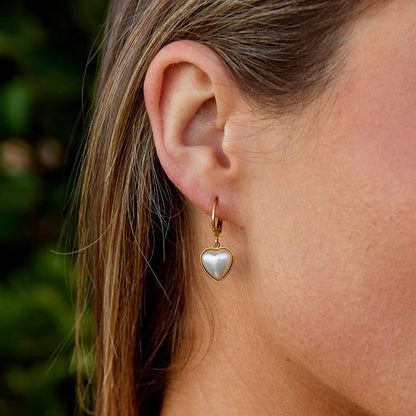 Aros corazón con perla