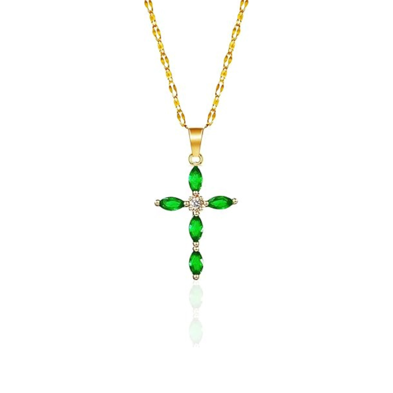 Collar Dorado con Cruz Marquesa de Esmeralda