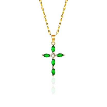 Collar Dorado con Cruz Marquesa de Esmeralda