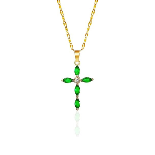 Collar Dorado con Cruz Marquesa de Esmeralda