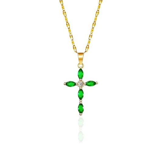 Collar Dorado con Cruz Marquesa de Esmeralda